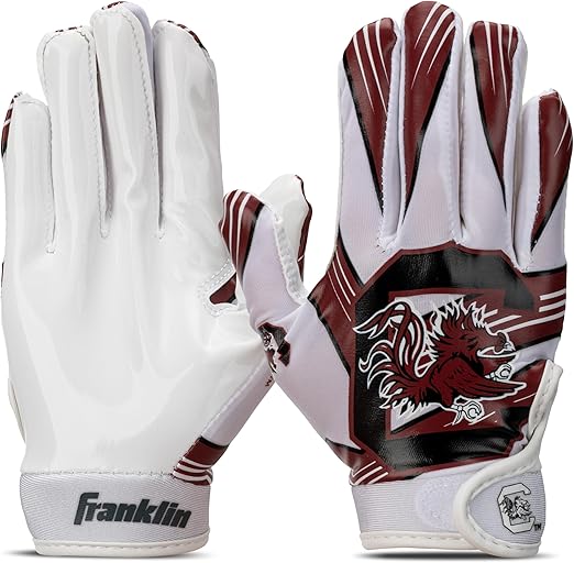 Franklin Sports Youth NCAA Football Receiver Gloves - Receiver Gloves for Kids - NCAA Team Logos and Silicone Palm - Youth Pair - Great for Games & Costumes