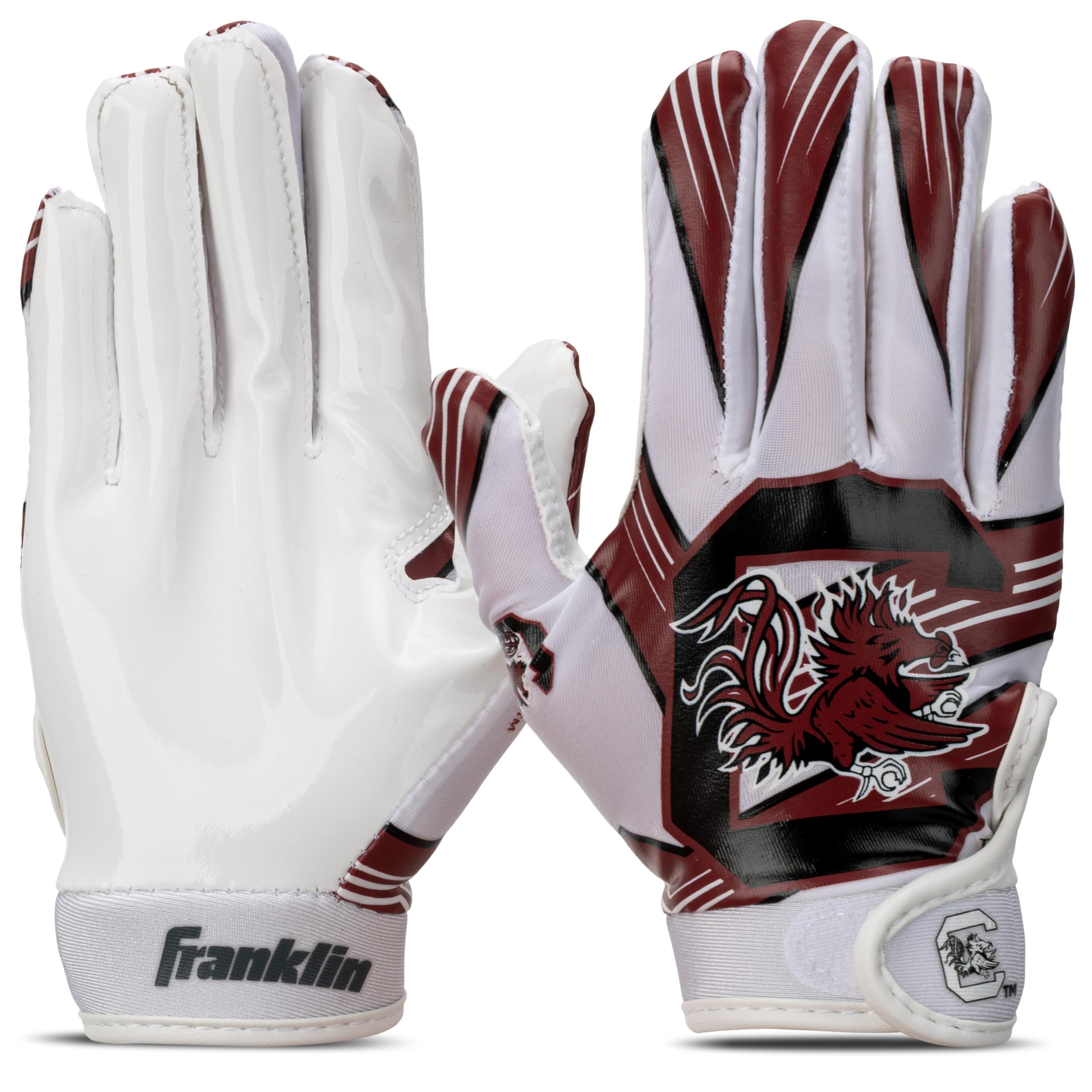 Franklin Sports Youth NCAA Football Receiver Gloves - Receiver Gloves for Kids - NCAA Team Logos and Silicone Palm - Youth Pair - Great for Games & Costumes-image-1
