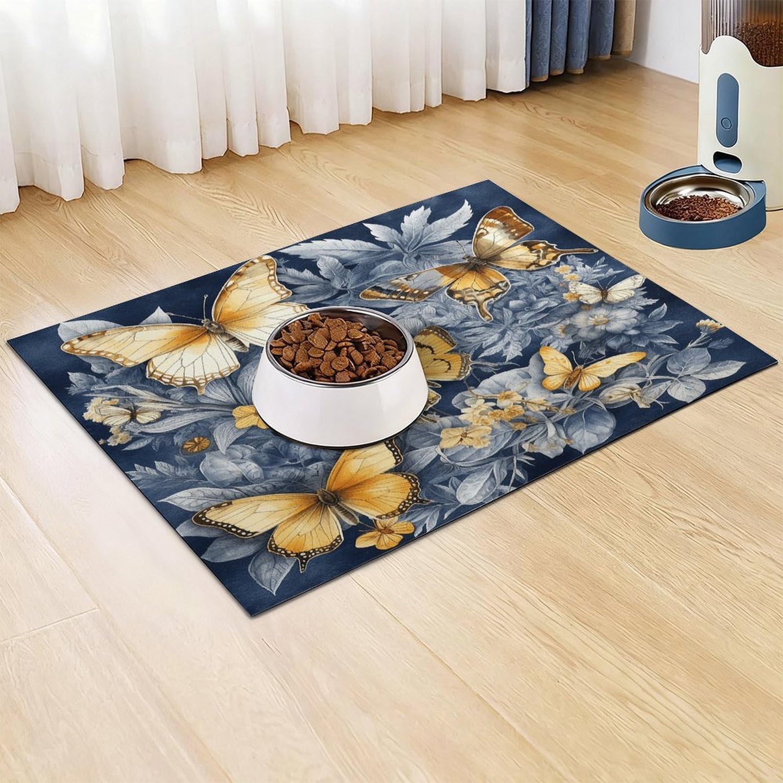 Tapis de nourriture pour chat et chat de plusieurs espèces de papillons – Tapis d'alimentation antidérapant pour chien facile à nettoyer pour la nourriture et l'eau, tapis de gamelle pour chien et
