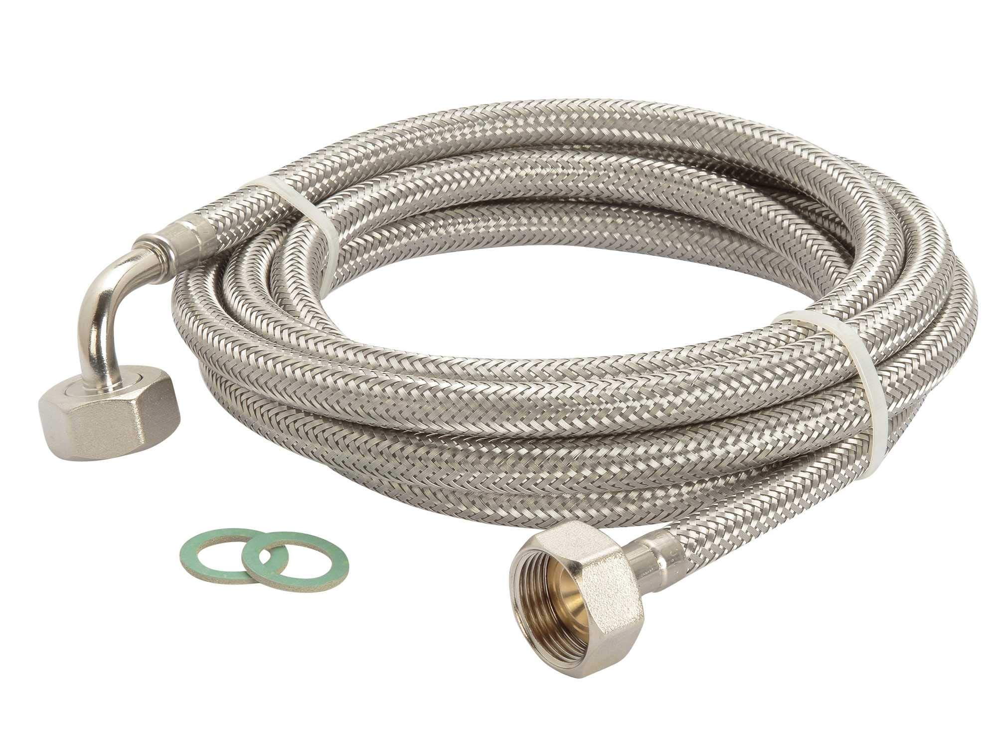 Tubo flessibile per lavatrice DN8, in acciaio inox, 3/4" ÜM x 3/4" ÜM Aquastop, tubo rigido 1,5 m – 5 m, tubo di qualità tedesca, lunghezza tubo: 400 cm