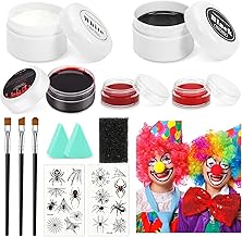 Halloween Makeup, Face Painting Halloween Makeup for Children Adult, Halloween Makeup Kit for Face White Black and Red, Face Paint Halloween for Theatrical Carnival Party (5 Colors)