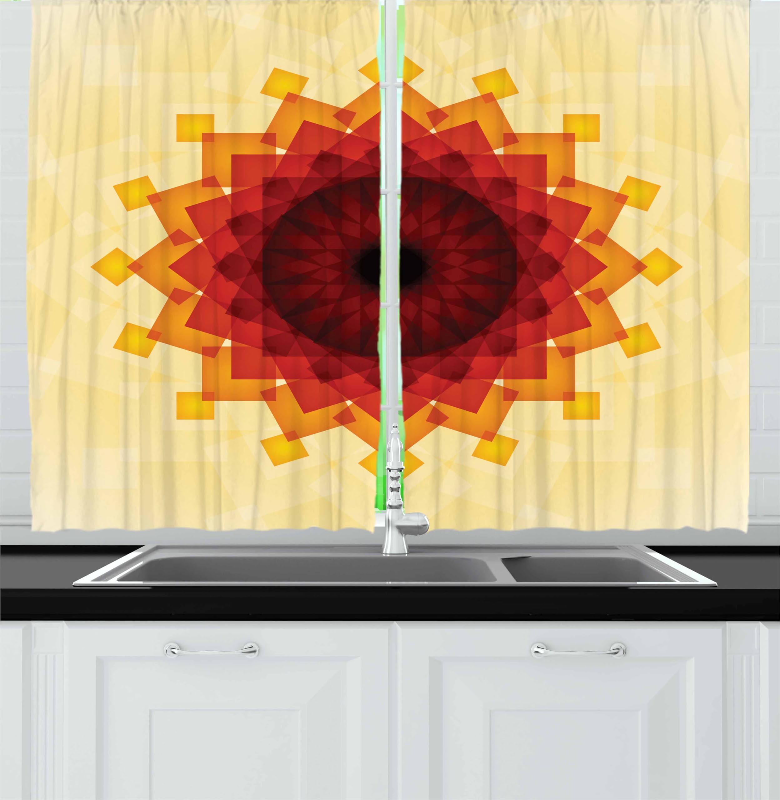 Red And Yellow Kitchen Curtains 1pcs Yellow Stars Short Sink Curtain