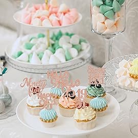 30PCS 95th Birthday Cupcake Toppers Glitter Nighty Five Happy 95 Straight Outta 1931 Cupcake Picks for Cheers to 95 Fabulous 95th Birthday Anniversary Party Cake Decorations Supplies Rose Gold