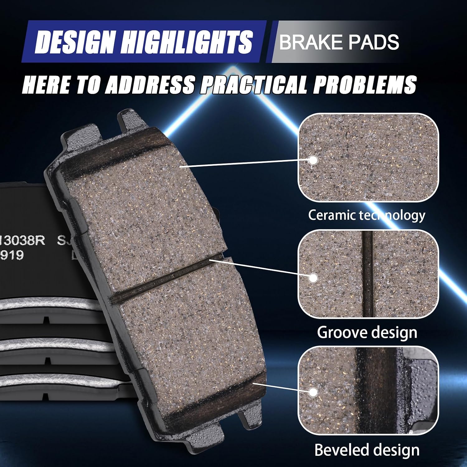 D1275 Rear Ceramic Brake Pads for Chevrolet Equinox 2007-2017, for Captiva Sport 2012-2015, for GMC Terrain 2010-2017, for Pontiac Torrent 2007-2009, for Saturn Vue 2008-2010, for Suzuki XL-7 2007-09