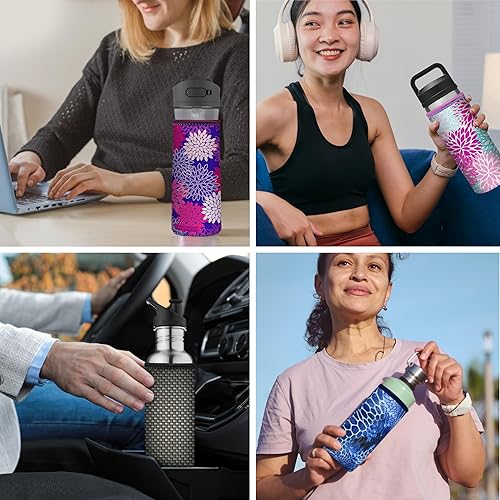 Miniatura 6 de Koverz Transportador de botellas de medio galón, 64 onzas, compatible con jarras de medio galón Yeti & RTIC, azul de pesca Realtree con naranja