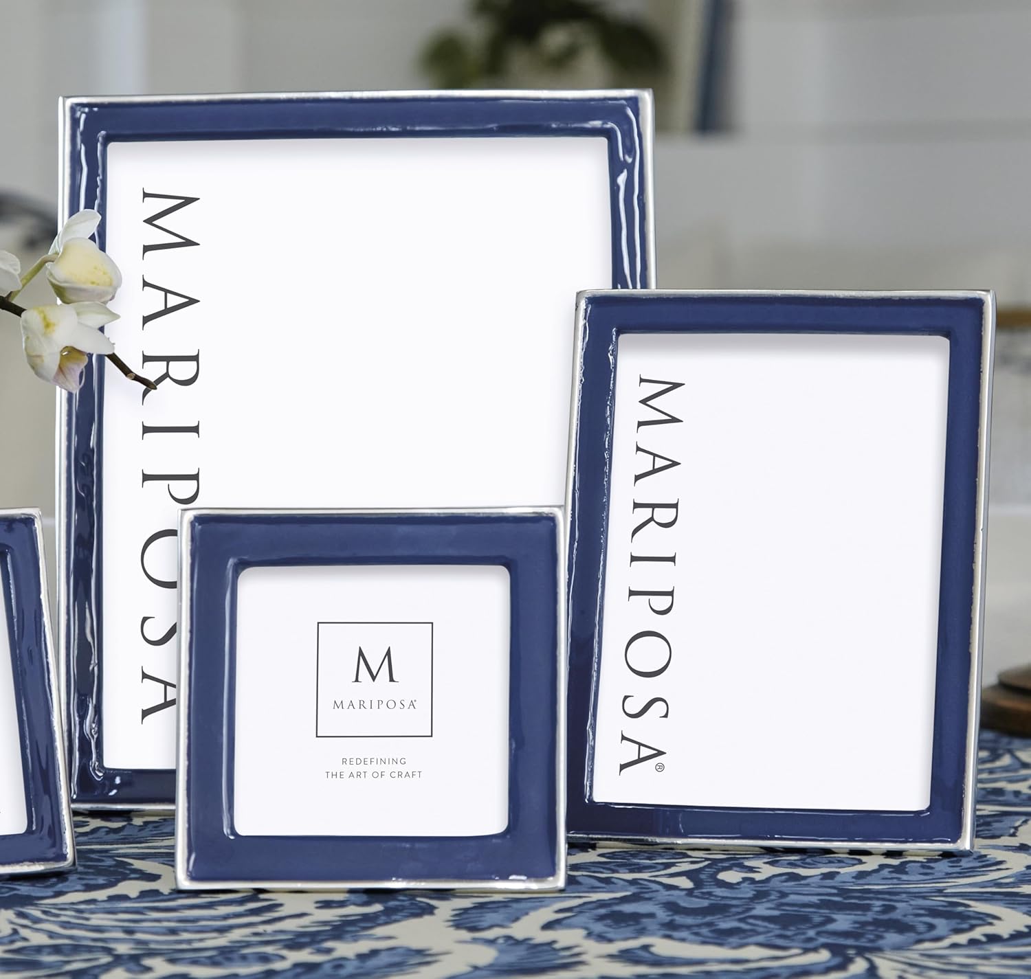MARIPOSA SIGNATURE BLUE 4X4 FRAME | BLUE | BRILLANTE | FRAMES | DECORATIVE PHOTO FRAMES | RECYCLED SANDCAST ALUMINUM | HANDMADE IN MEXICO