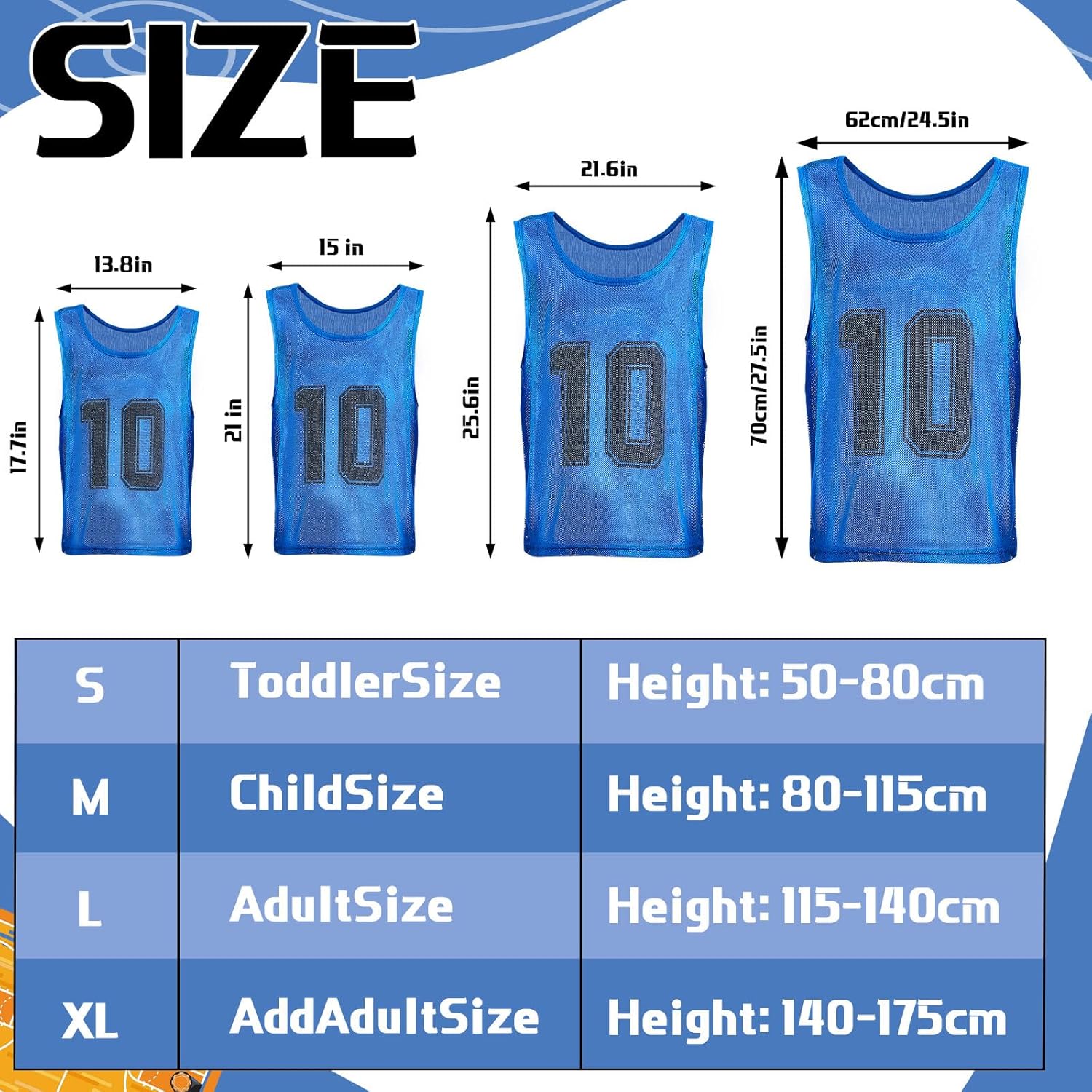 Hercicy 24 Pcs Youth Pinnies Soccer Pinnies Training Vest Adult Mesh Reversible Numbered Football Jersey