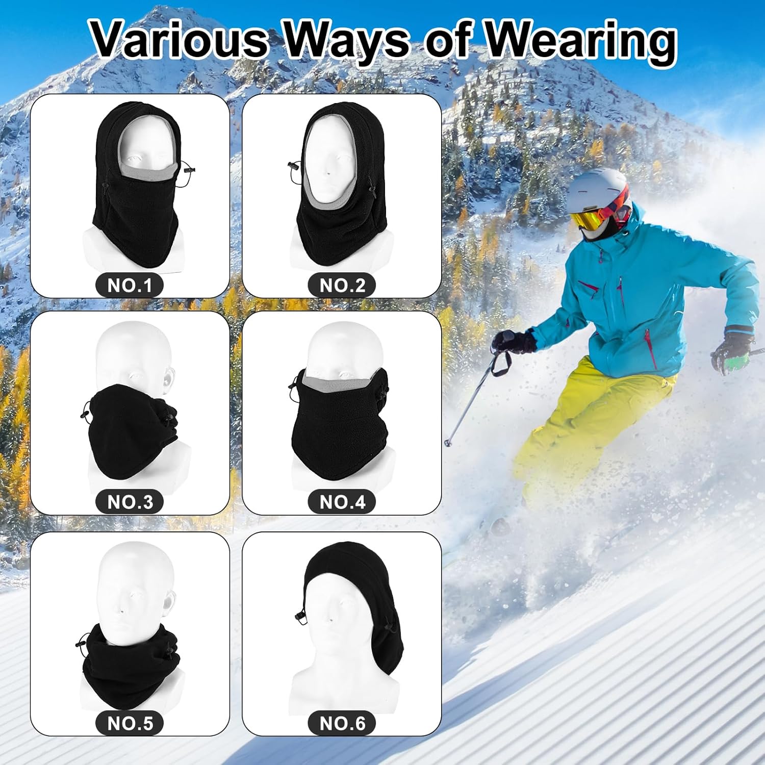 Frienda 4 Pcs Balaclava Ski Mask Windproof Warmer Fleece Adjustable Winter Mask Face Cover for Men Women - Image 5