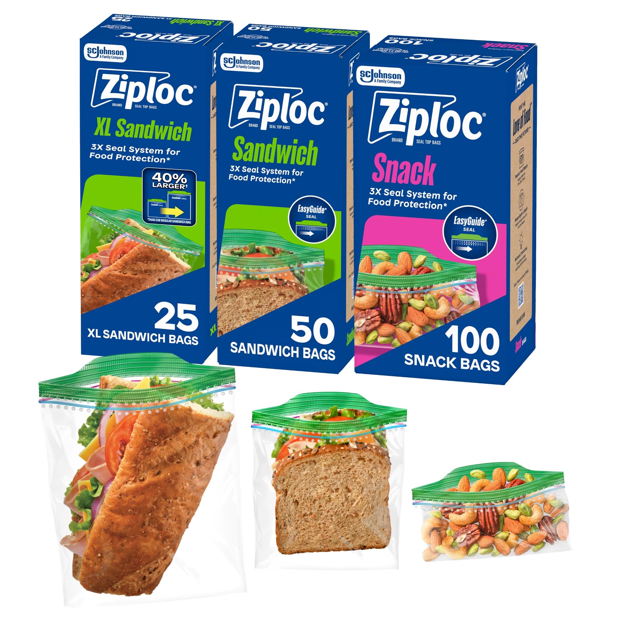 Amazon.com: Ziploc 175 Count Sandwich and Snack Bags, Easy Open