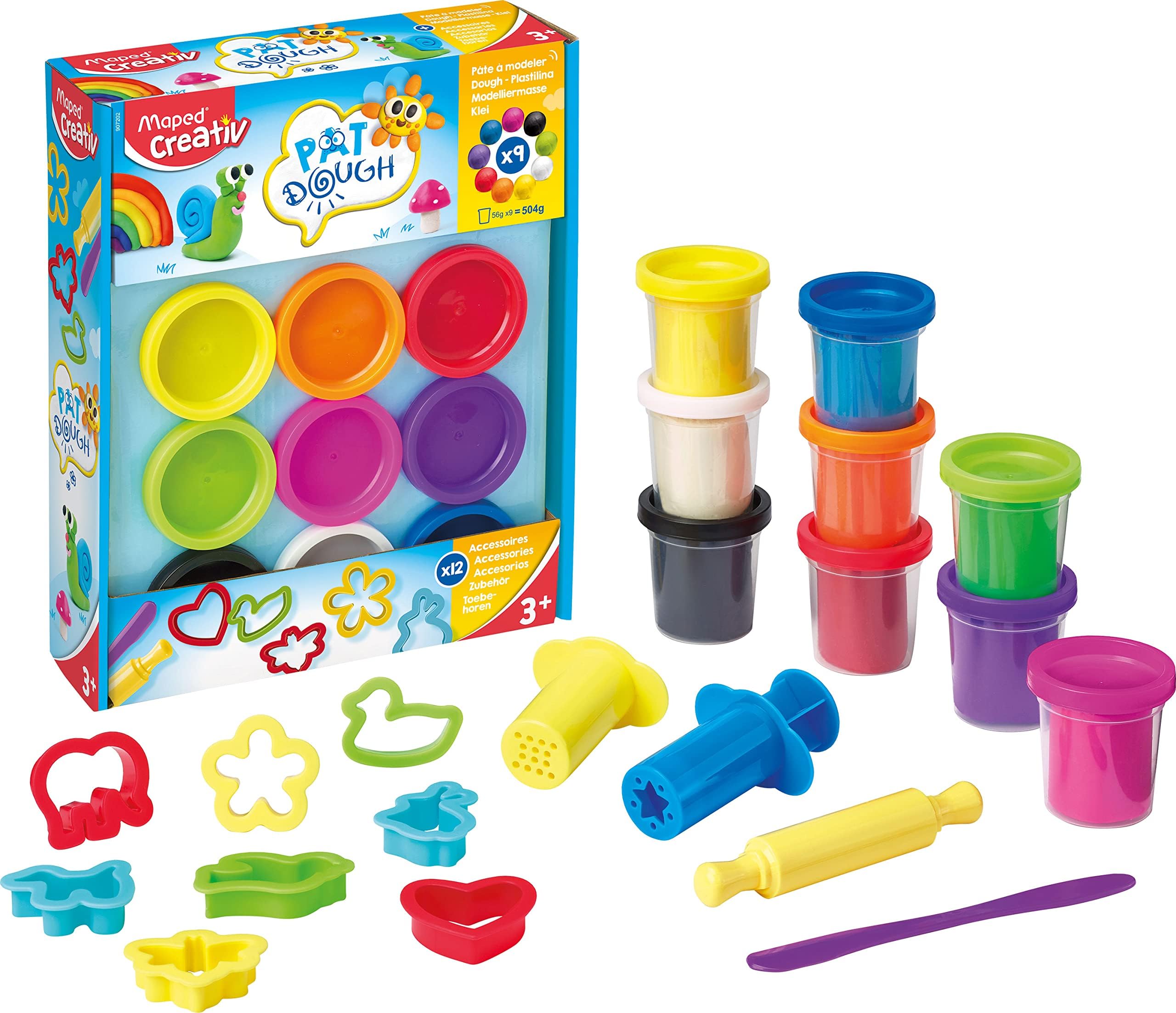 Creativ Pat Dough Modeling Clay Set with 9 Colors and 12 Accessories Multicolor