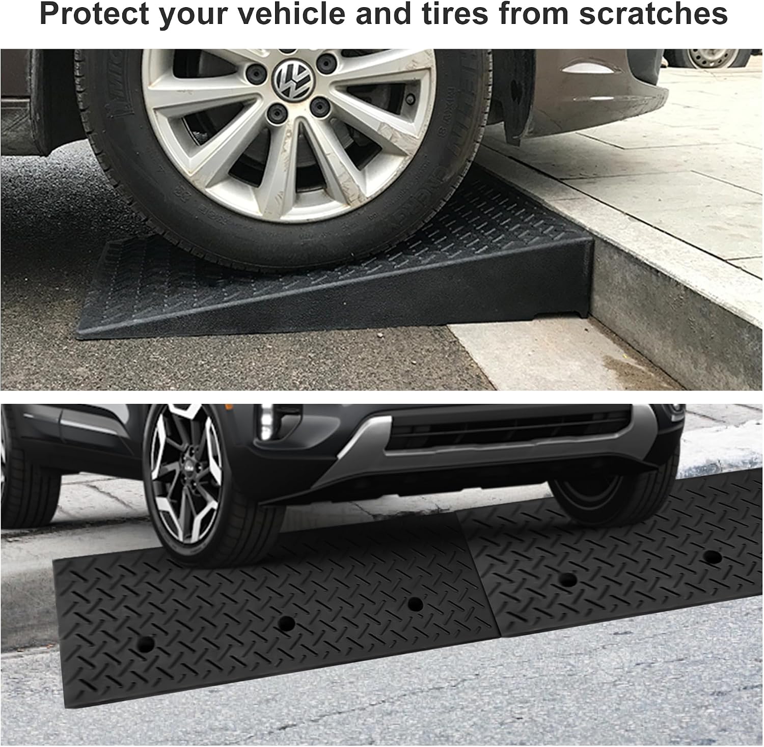 2 Pcs Curb Ramps for Driveway, Heavy Duty 2" Rise Rubber Driveway Ramp, 38.5" L x 9.5" W, 4400 LB Capacity Curb Ramp for Car, Vehicle, Loading Dock, Sidewalk, Motorcycle