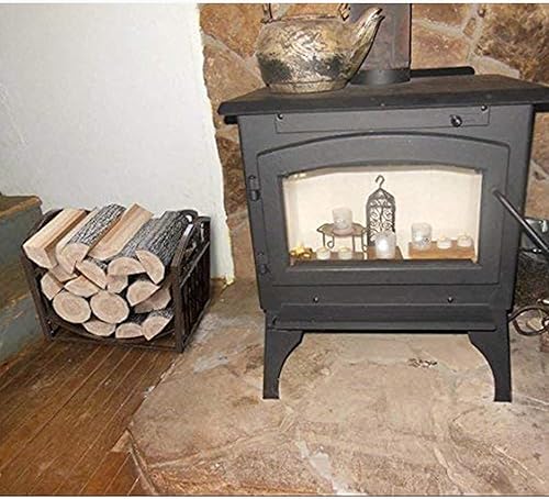 Miniatura 10 de Lavish Home Soporte para leña con diseño decorativo de voluta, contenedor de almacenamiento de troncos de metal para interiores y exteriores para