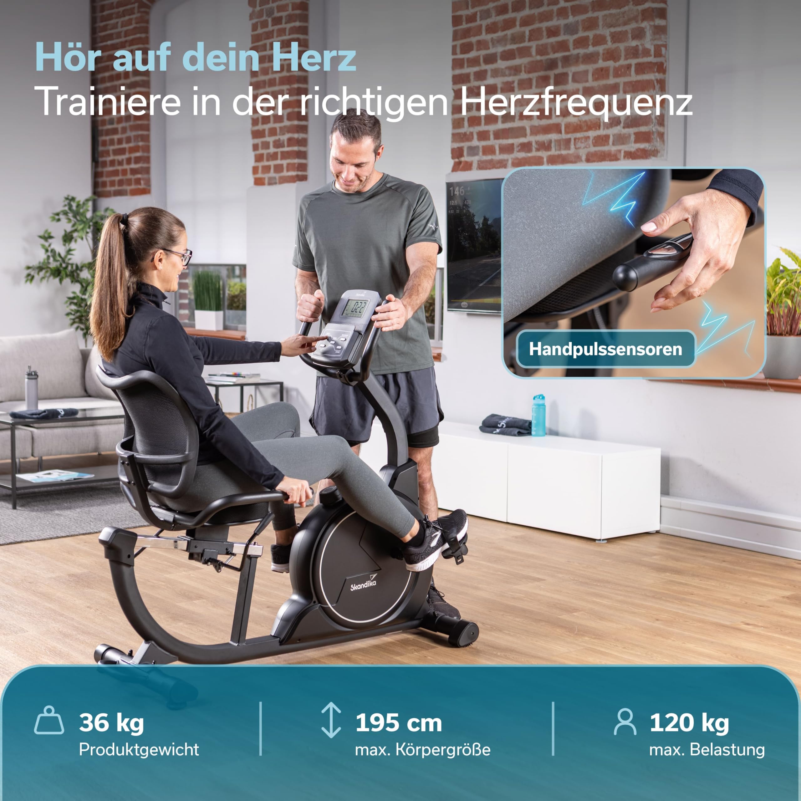 Skandika Liege-Ergometer/Ergometer Cykling P14 / P8-H Comfort | Heimtrainer Fahrrad mit Touchscreen, Multimedia Computer, bis 150 kg, Bluetooth, App-Verbindung, Kinomap | Fitnessbike für Zuhause