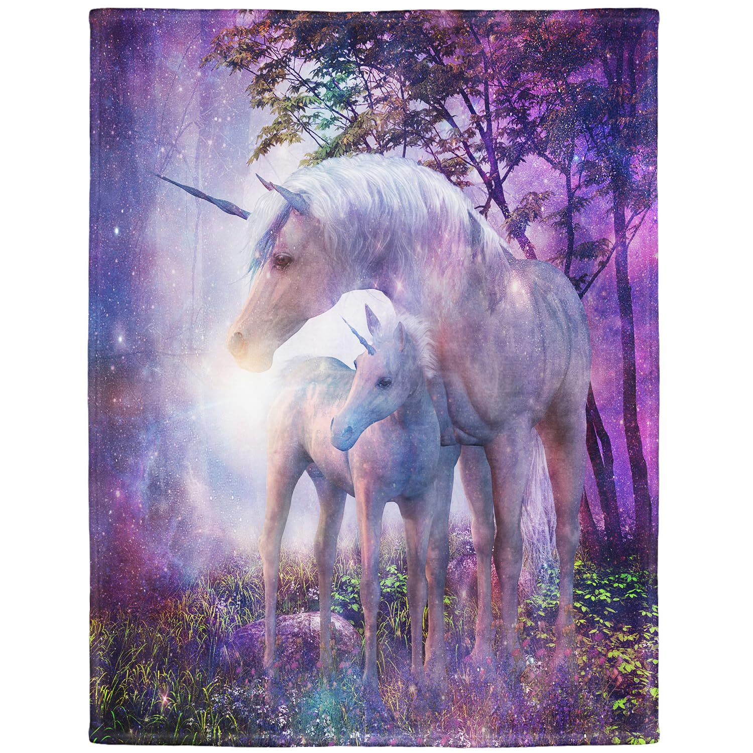 Yisumei Color 3 125X200 Cm Blanket Comfort Warmth Soft Cozy Easy Care Machine Wash Fantasy Forest Unicorn Purple,Violet