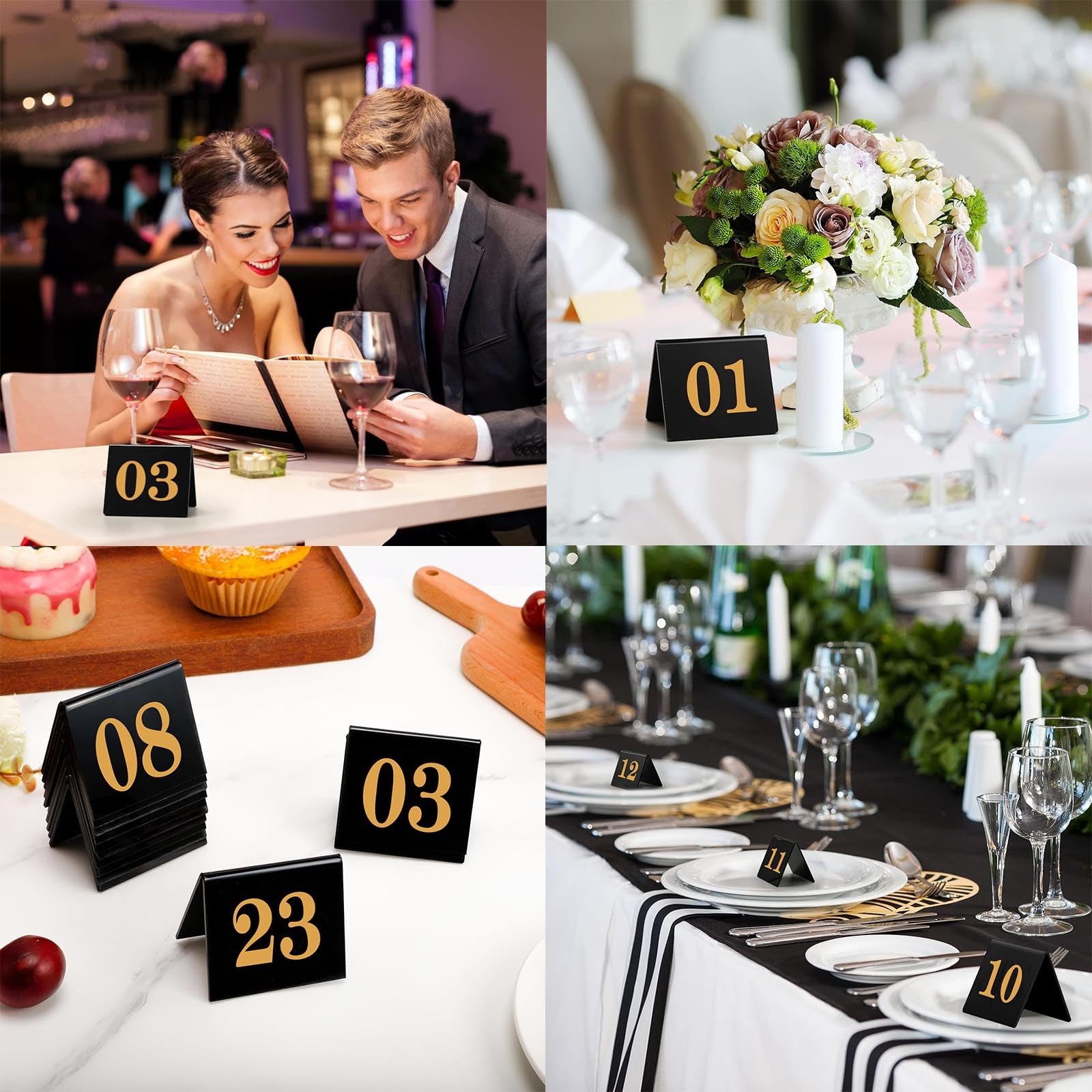 Stapelbare Tischnummern, Restaurant Hochzeit Sitzkarte, Platzkarten Mehrweg | Doppelseitig Zahlen Acryl Tischschild, 1-25 Tisch Zahlenkarte, Tischkarten for Party Bankette Bars