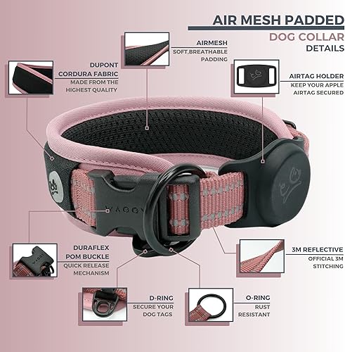 Miniatura 3 de Collar de perro de alta calidad, soporte para Airtag de Apple, ajustable, resistente, reflectante 3M, sin rozaduras, malla de aire ultra suave,