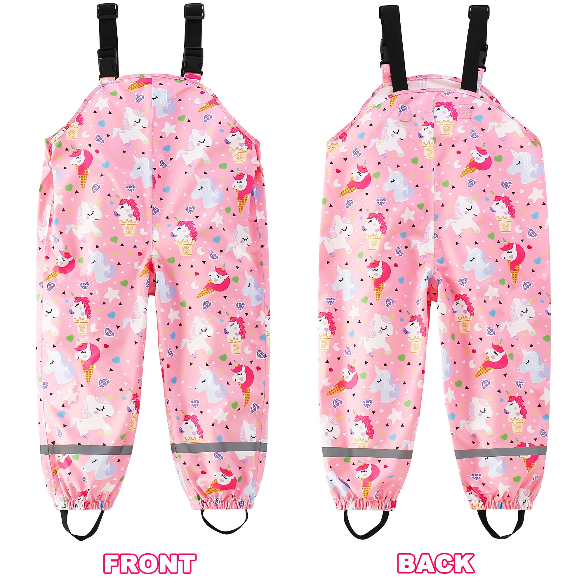 Fewlby Pantalon Imperméable Enfant Pantalon de Pluie, Filles Garçons Combinaison de Pluie Salopette Réutilisable Vêtements de Pluie