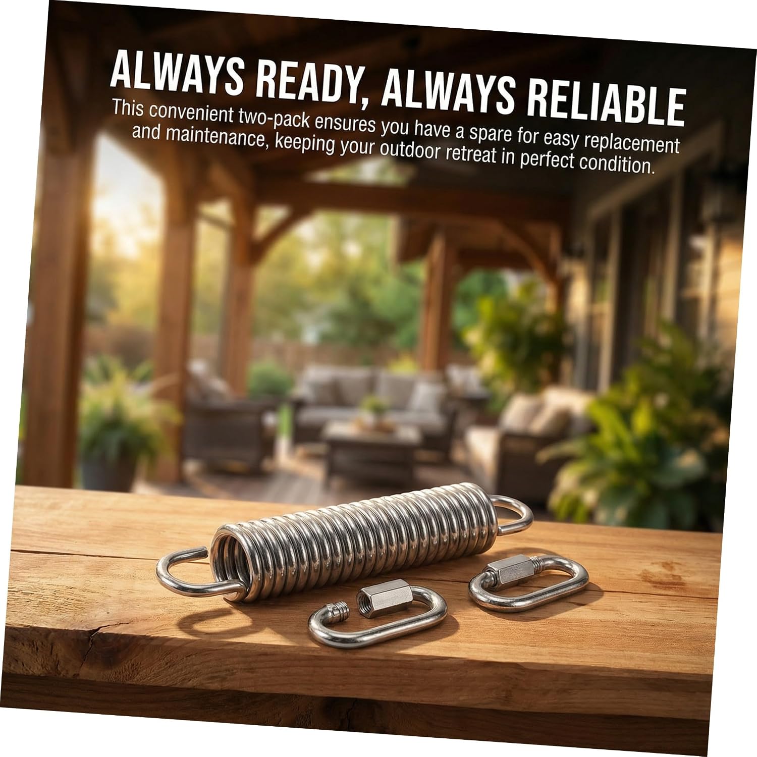 Outanaya Heavy Duty Extended Swing Chair Springs 6mm Carbon Steel Coil Spring with Galvanized Rings, 2 Sets Hammock Hardware for Outdoor Patio Porch Hanging Chairs and Shock Absorbing