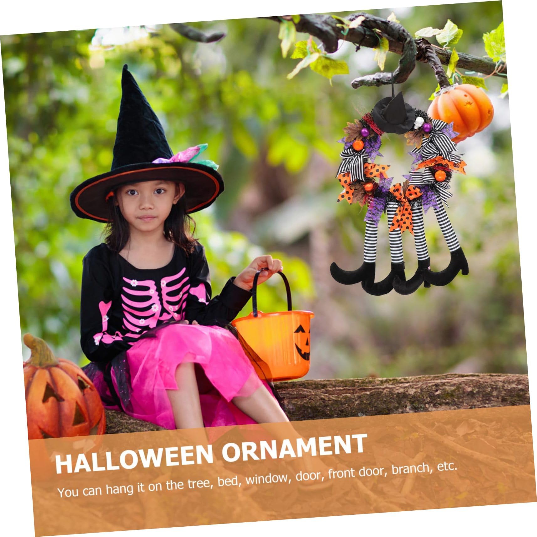 1stück Halloween-Kranz Mit Kürbis-Skelett- Hängende Wanddekoration Für Tür Gruselige Fotorequisiten Für Halloween-feiern Und Festlichkeiten Geeignet Für Innen Und