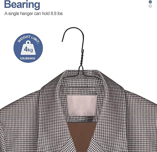 Miniatura 6 de SPECILITE Paquete de 50 perchas de alambre de metal a granel para abrigos, perchas de metal que ahorran espacio antideslizantes de 16.7 pulgadas,