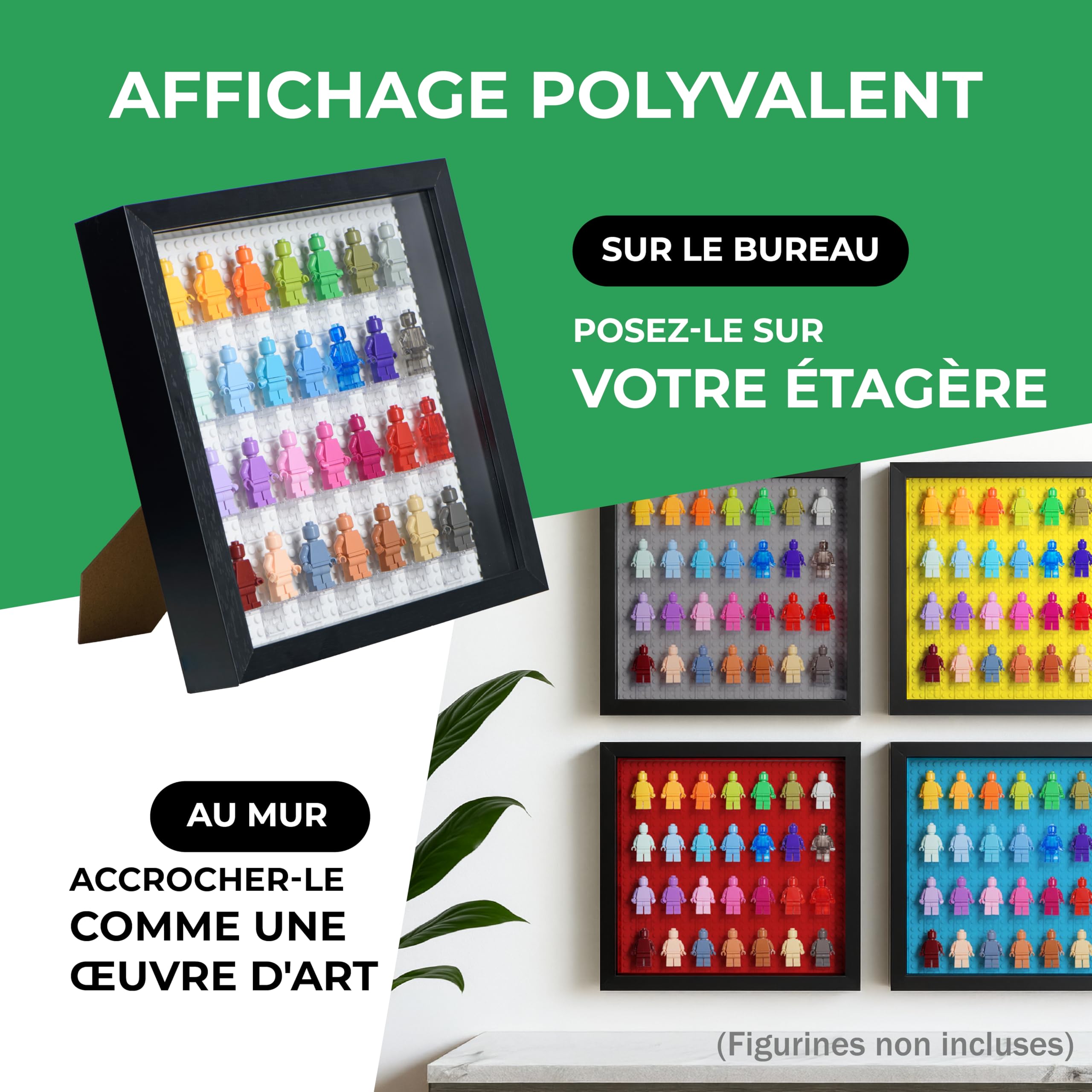 Tapeera Vitrine en Bois Noire pour Figurines, adaptée pour Mur ou Table - avec Base Blanche et Protection Contre la poussière - Elle Peut contenir jusqu'à 28 Figurines - idéale pour Les Collections