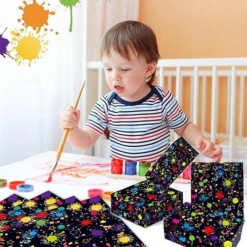 Miniatura 7 de Juego de 12 hojas de papel de regalo de neón brillante, 6 diseños de neón coloridos, envoltura de regalo para temática de luz negra neón brillante,