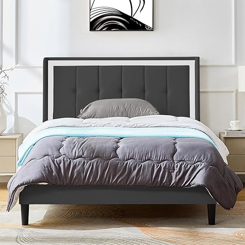 Gustonhon Modern Upholstered Full Bed Frame with Headboard,Platform Full Size Bed Frame with Storage Under-Bed and Wood Slat,Heavy Duty,Easy disponible en Yaxa Colombia