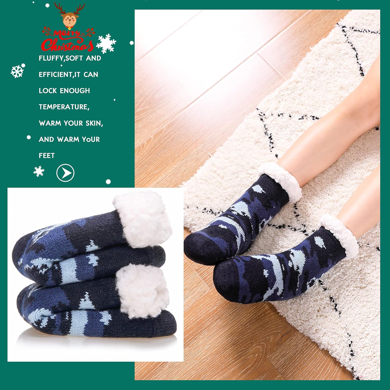 DoSmart Kids Boys Girls Fuzzy Slipper Socks Soft Warm Thick Fleece Christmas Stockings Child Toddler Winter Home Socks - Image 3