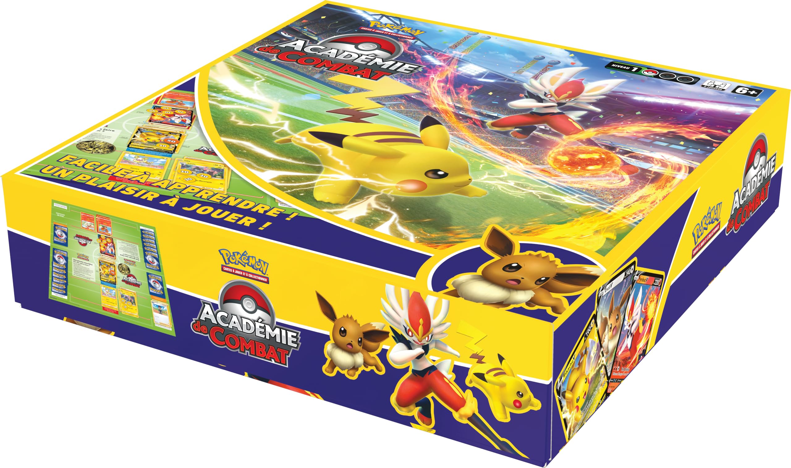 Pokémon Jeu de Cartes à Collectionner Académie de Combat du JCC Pokémon (Pyrobut-V, Pikachu-V et Évoli-V)