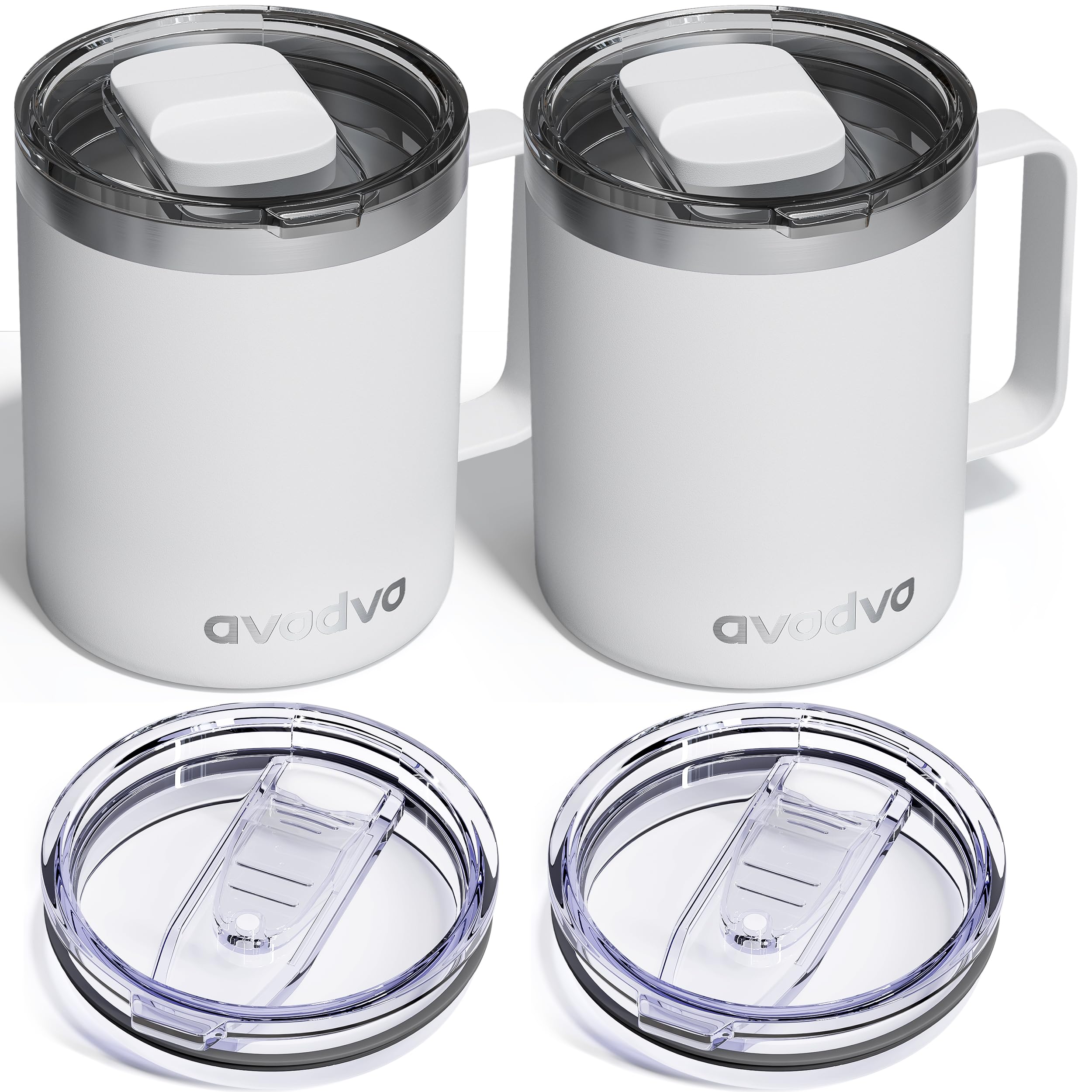 2 Pack 12oz Insulated Coffee Mug with Lids, Stainless Steel Cup