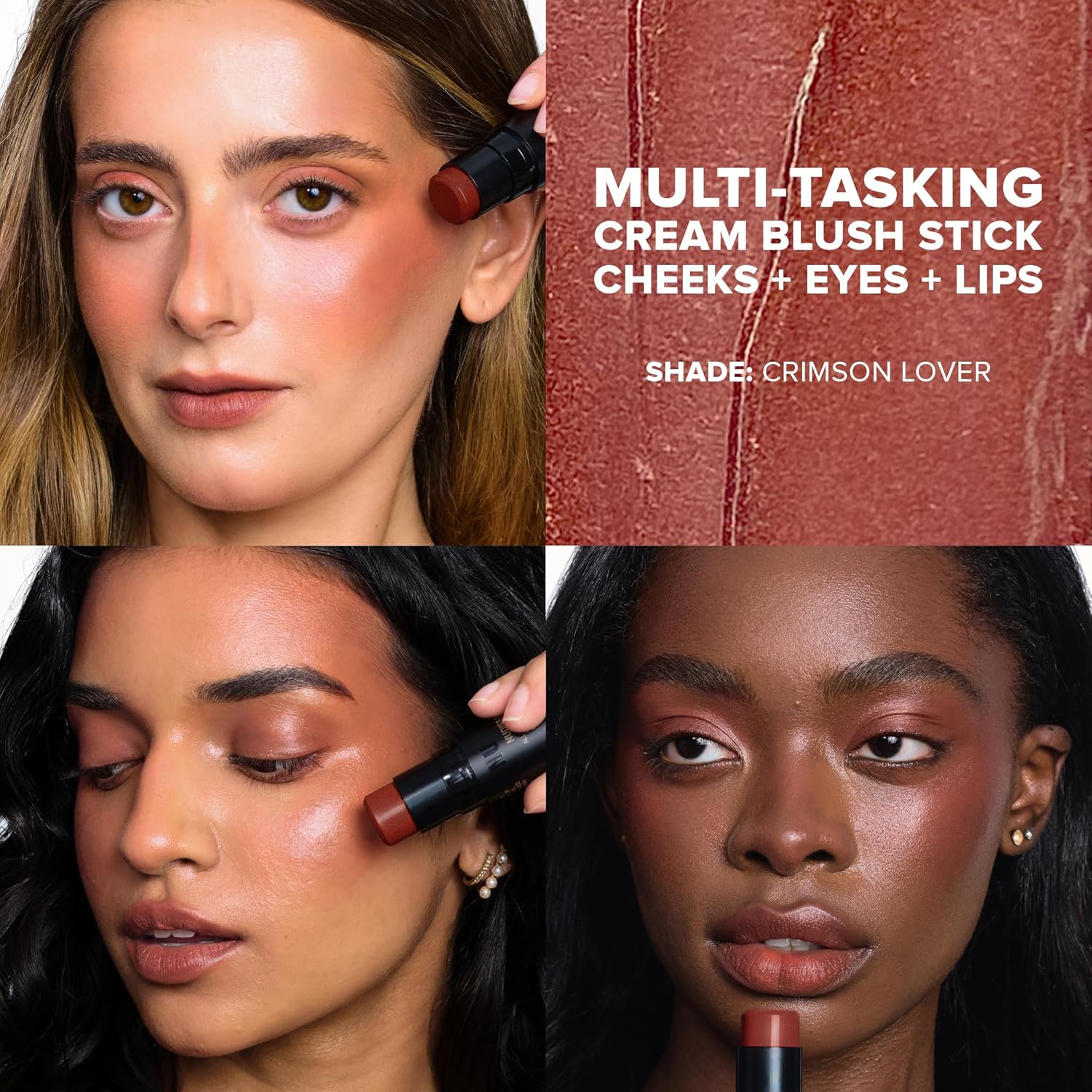 Nudestix Nudies Bloom All Over Dewy Color – 3-in-1 Cream Blush Stick for Cheeks, Eyes & Lips with Built-In Brush | Sheer, Glossy Finish | Vegan, Long-Wear, Multi-Use Makeup - Image 2
