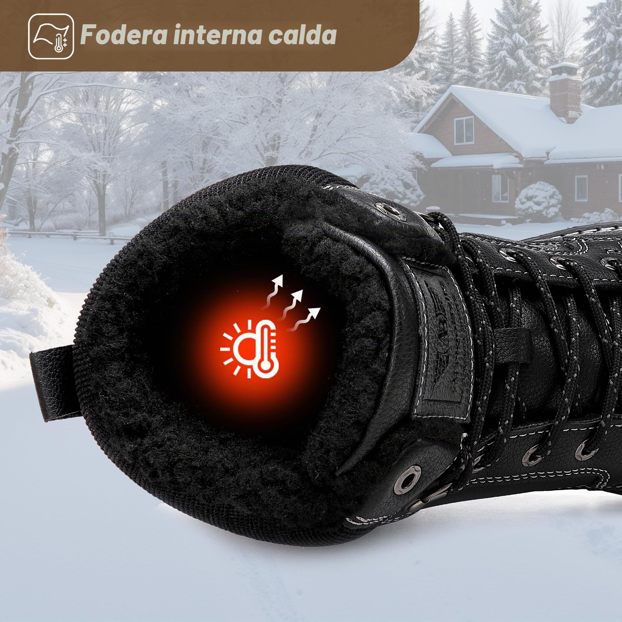 AX BOXING Scarpe Uomo Invernali Caldo Pelliccia Fodera Scarponcino Invernale Stivali Antiscivolo Stivaletti Taglia 41-46 EU