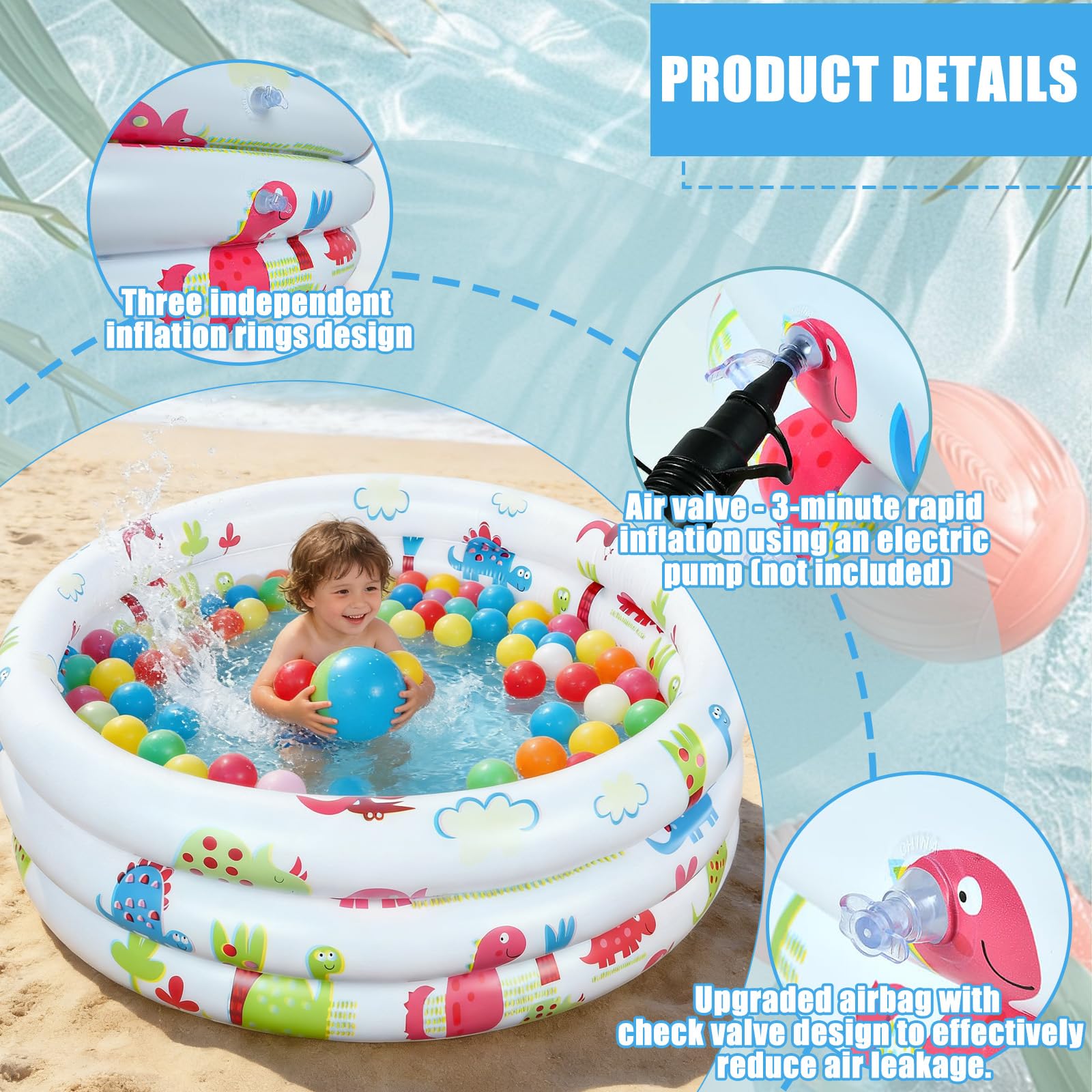 Petite Piscine Gonflable, Piscine Gonflable Ronde 90cm, Piscine Pataugeoire Bebe, Patogoire Bebe, Gonflable Bébé, pour Les Activités Eestivales en Plein air, Les Jardins et Les Plages