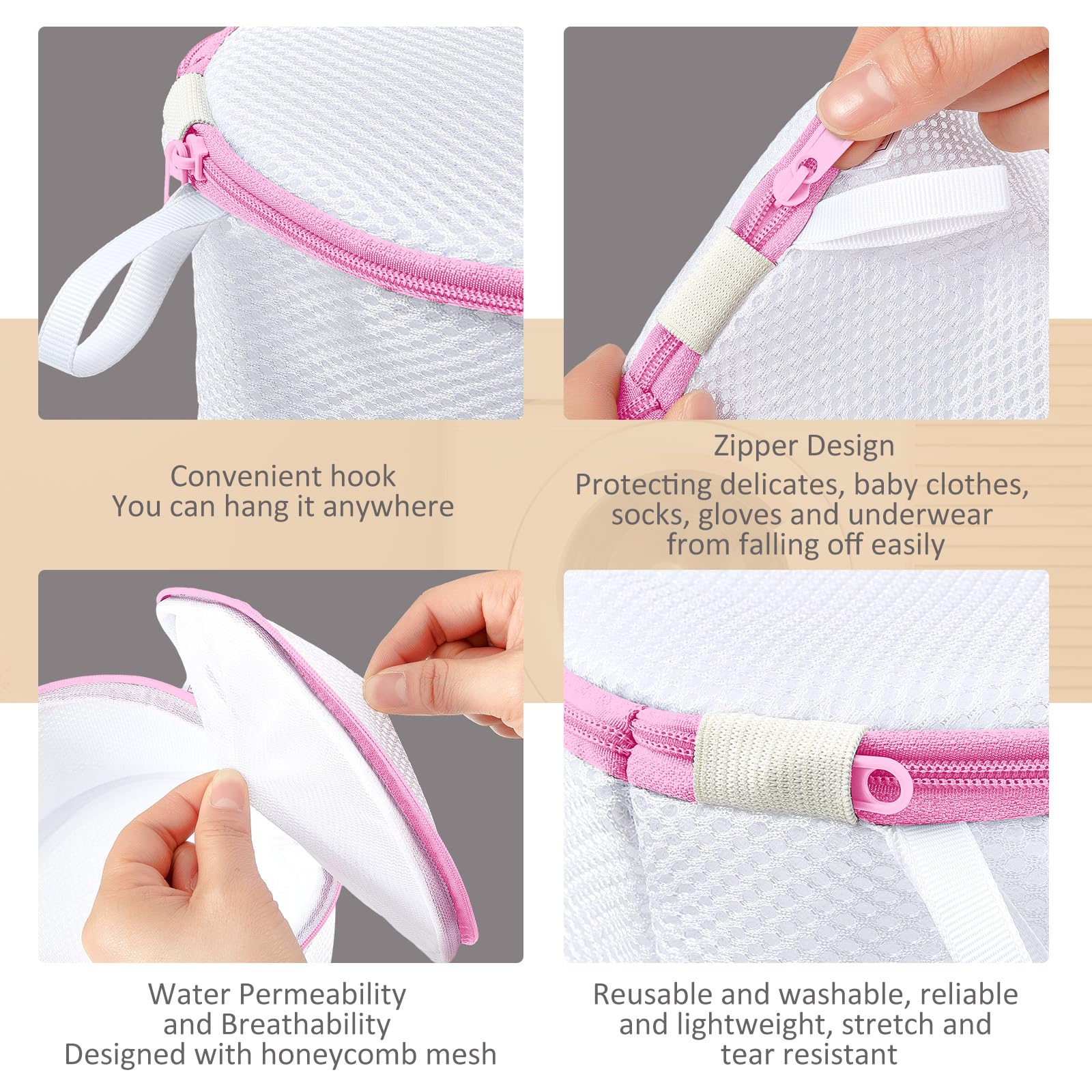12 bolsas de lavandería de malla de panal para ropa delicada, ropa interior, brasier, bolsas de lavandería para lavadora, calcetines, bolsas de malla para ropa delicada, lencería, bolsa de lavado, 6 x