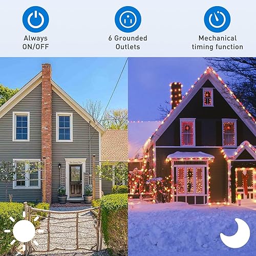 Miniatura 5 de Outdoor Power Stake Timer, 24 Hour Light Timers with Remote Control, 6 Outlet Countdown Yard Stake Timer for Halloween Christmas Holiday Lights, 6ft