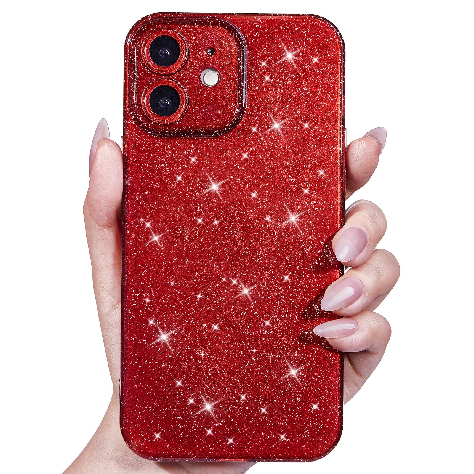 for iPhone 11 Case Glitter, Sparkly Girly Cute Bling Sparkle Shiny Shimmer Bright Phone Case for Women Girls, Glittery Thin Slim Jelly Soft Silicone Rubber Gel Plastic Cover, Red Wine