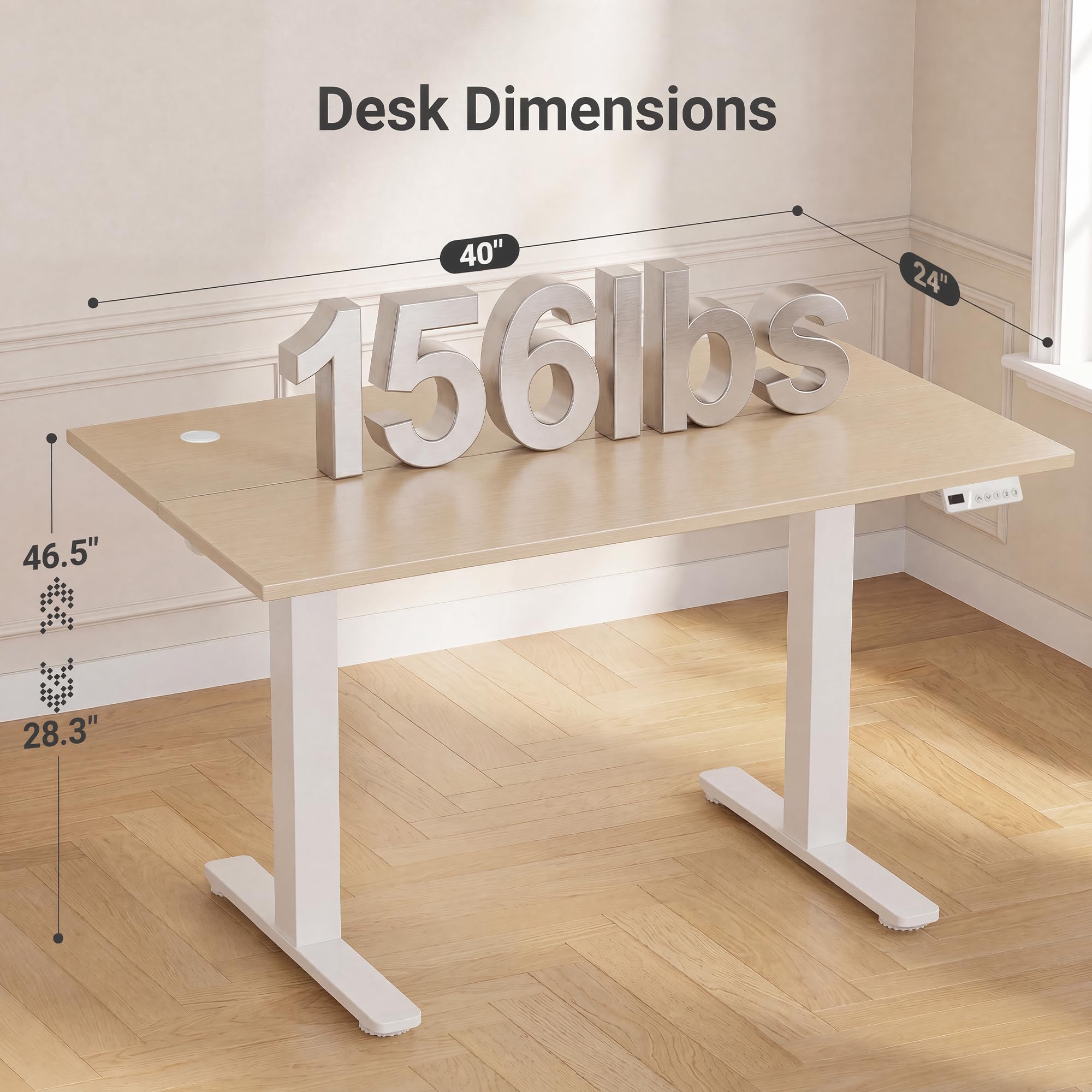 Claiks Electric Height Adjustable Standing Desk, 40x24 Inch, Nature view 3