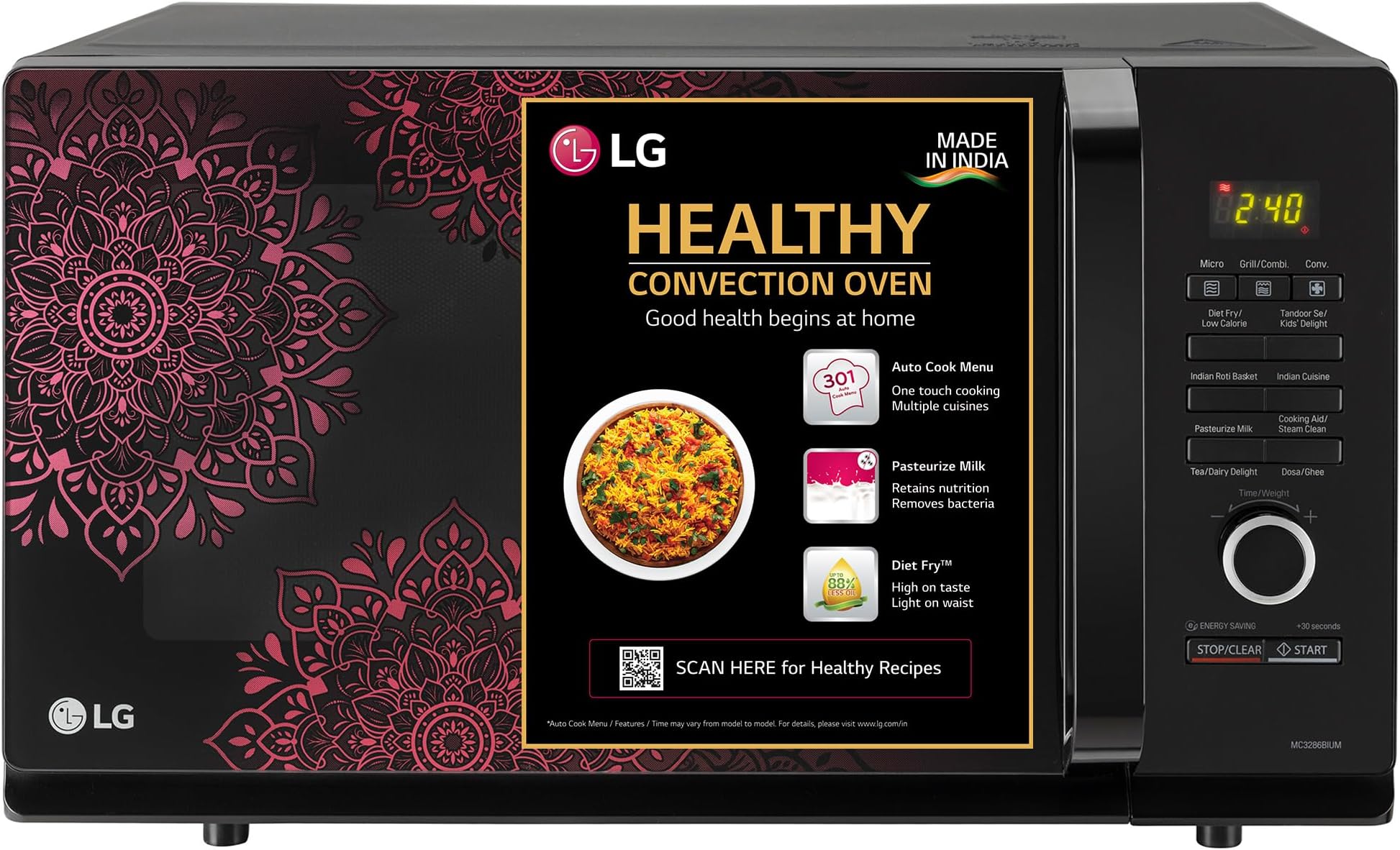 LG 32 L Convection Microwave Oven (MC3286BIUM, Black, Diet Fry, 360
