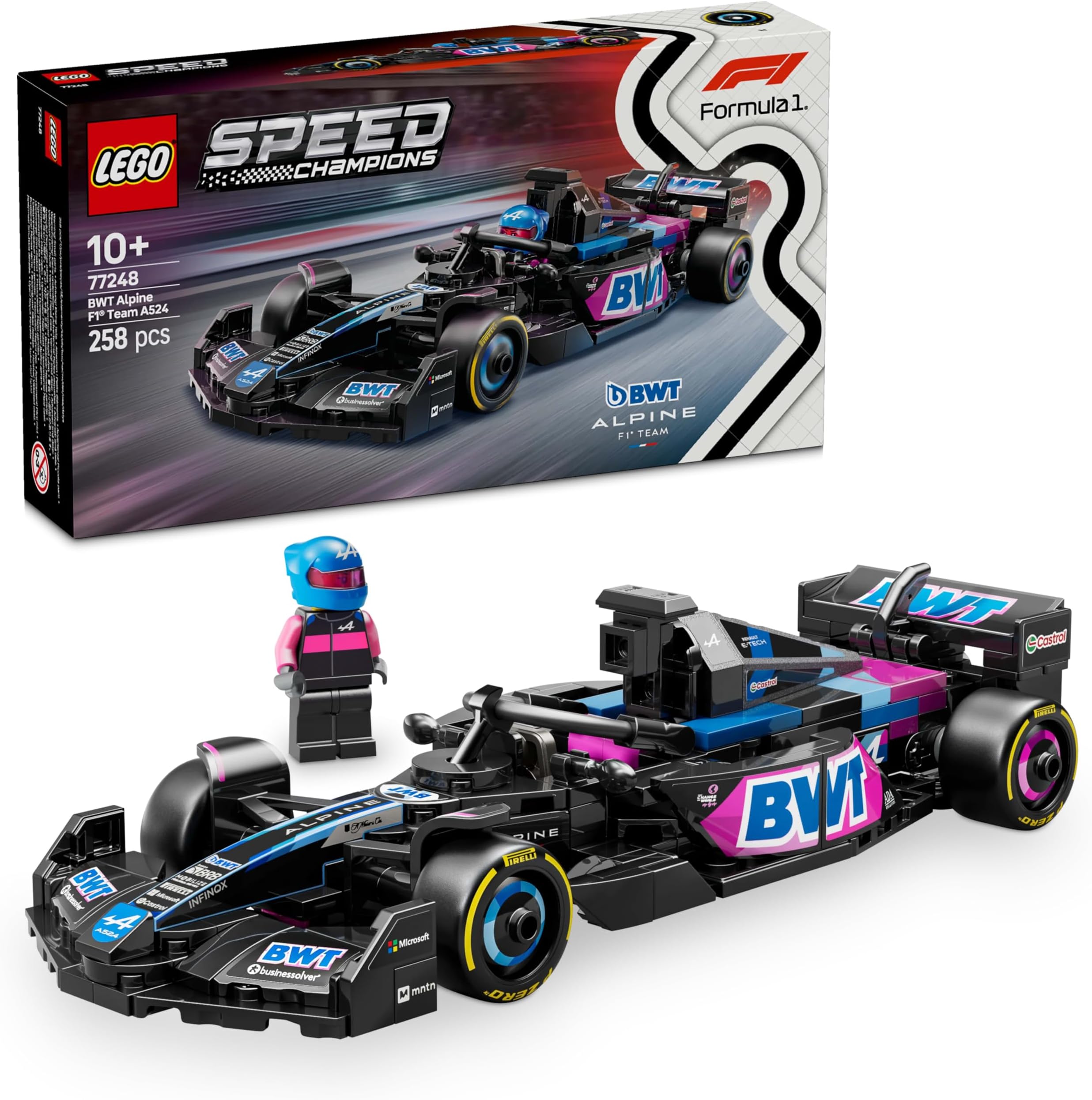 LEGO Speed Champions BWT Alpine F1 Team A524 Race Car Toy Vehicle 77248 Building Blocks Toys for 10+ Gift for Boys and Girls