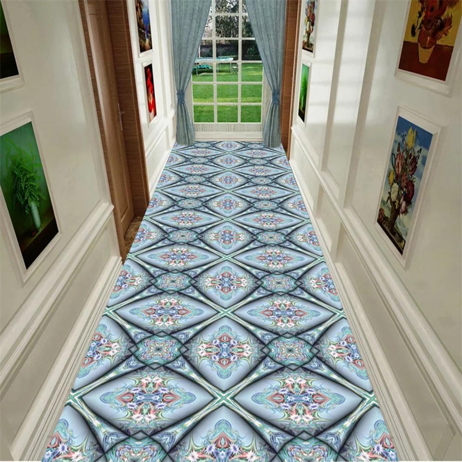Tapis de passage long antidérapant contemporain pour cuisine et couloir