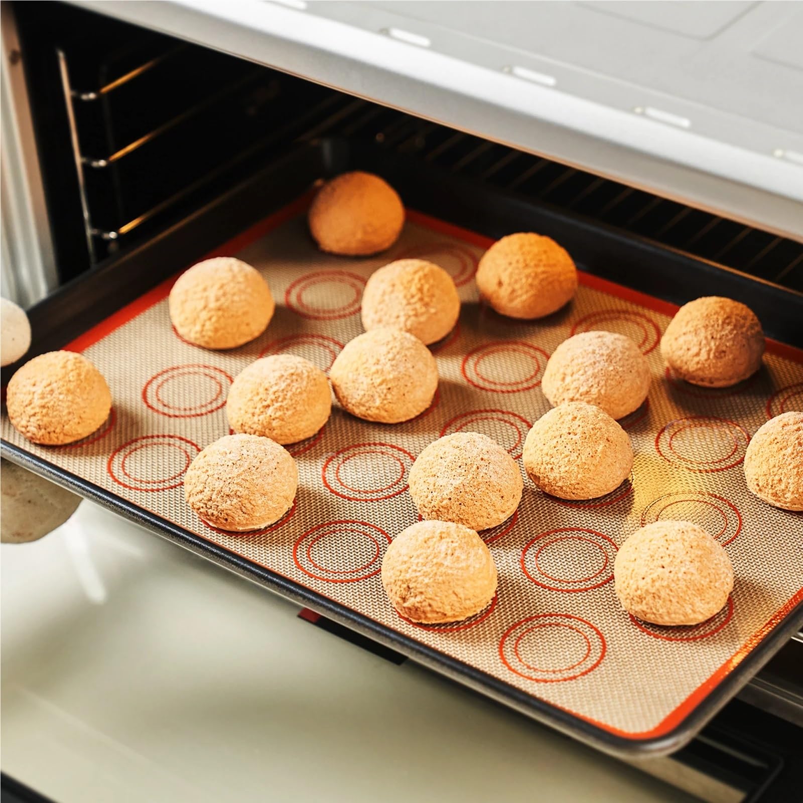5-teiliges Silikon-Backmatten-Set, antihaftbeschichtet, wiederverwendbar, hitzebeständig, for Backofen, Heißluftfritteuse, for Backen von Keksen, Macarons, Brot, Gebäck für Fondant Pizza(Type A)