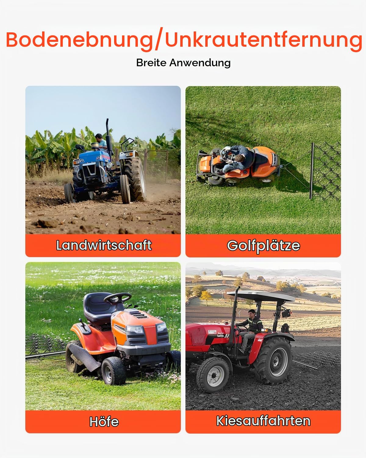 VEVOR Schleppegge, 1707x1219mm, Wiesenegge mit 80 scharfen Zähnen, geeignet für ATV- & UTV-Traktor, für Bodenvorbereitung, Aussaat, Glättung von Landschaften & Instandhaltung von Hofkiesauffahrten