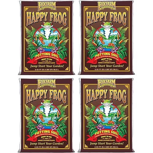 FoxFarm Happy Frog Potting Soil, 2cu ft (Pack of 4) - for Indoor/Outdoor Container Plants, Improves Root Efficiency, pH Adjusted for Optimal Nutrient Uptake - Contains Mycorrhizae and Humic Acids