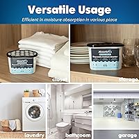 Vista 6 de Recipiente Absorbedor de Humedad con Carbón Activado - Paquete de 6 - Caja Eliminadora de Olores Desechable de 10.5 oz y Deshumidificador