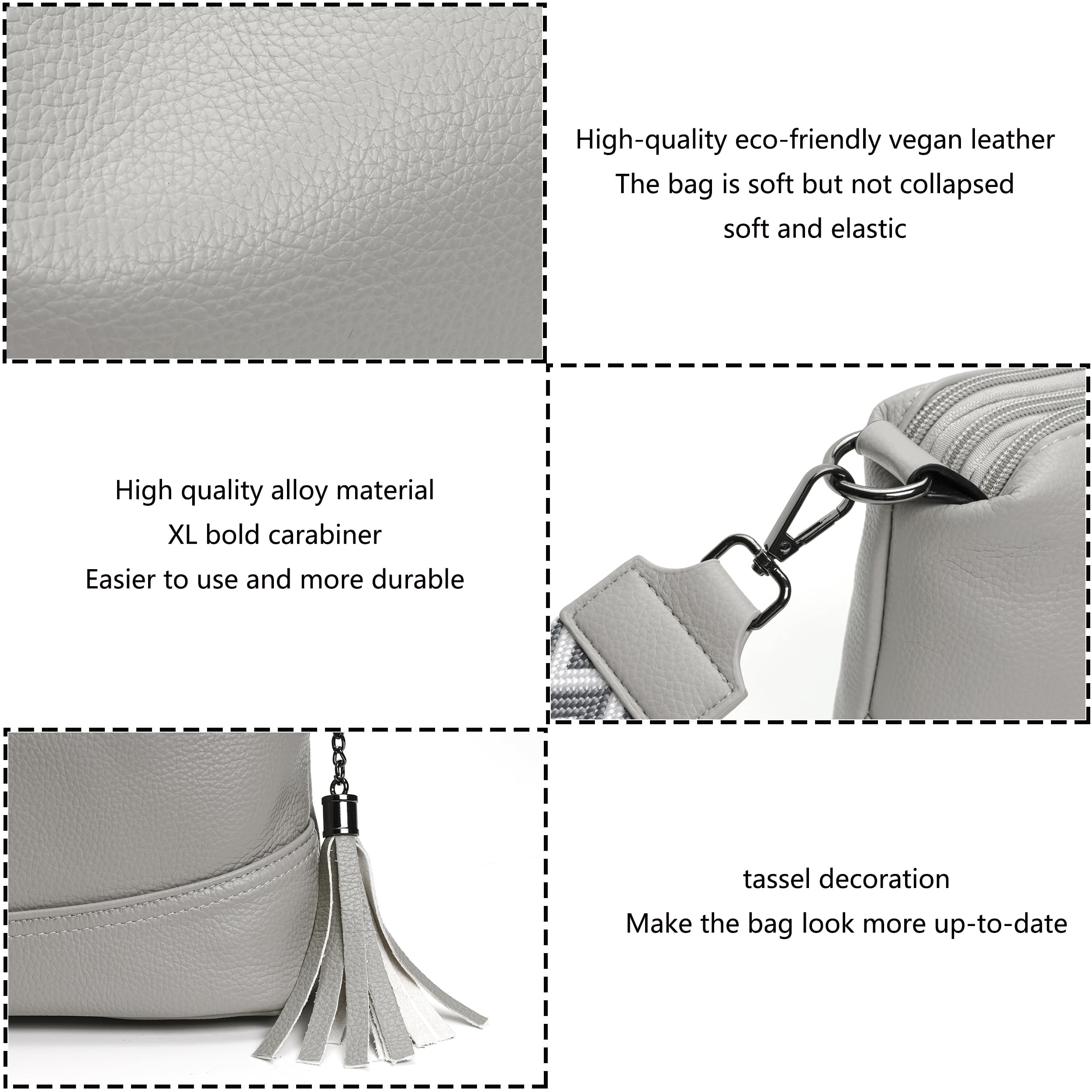 LANXINGLUO borsa tracolla donna piccola elegante borsa donna cenere Viene fornito con 3 spallacci di diversi stili
