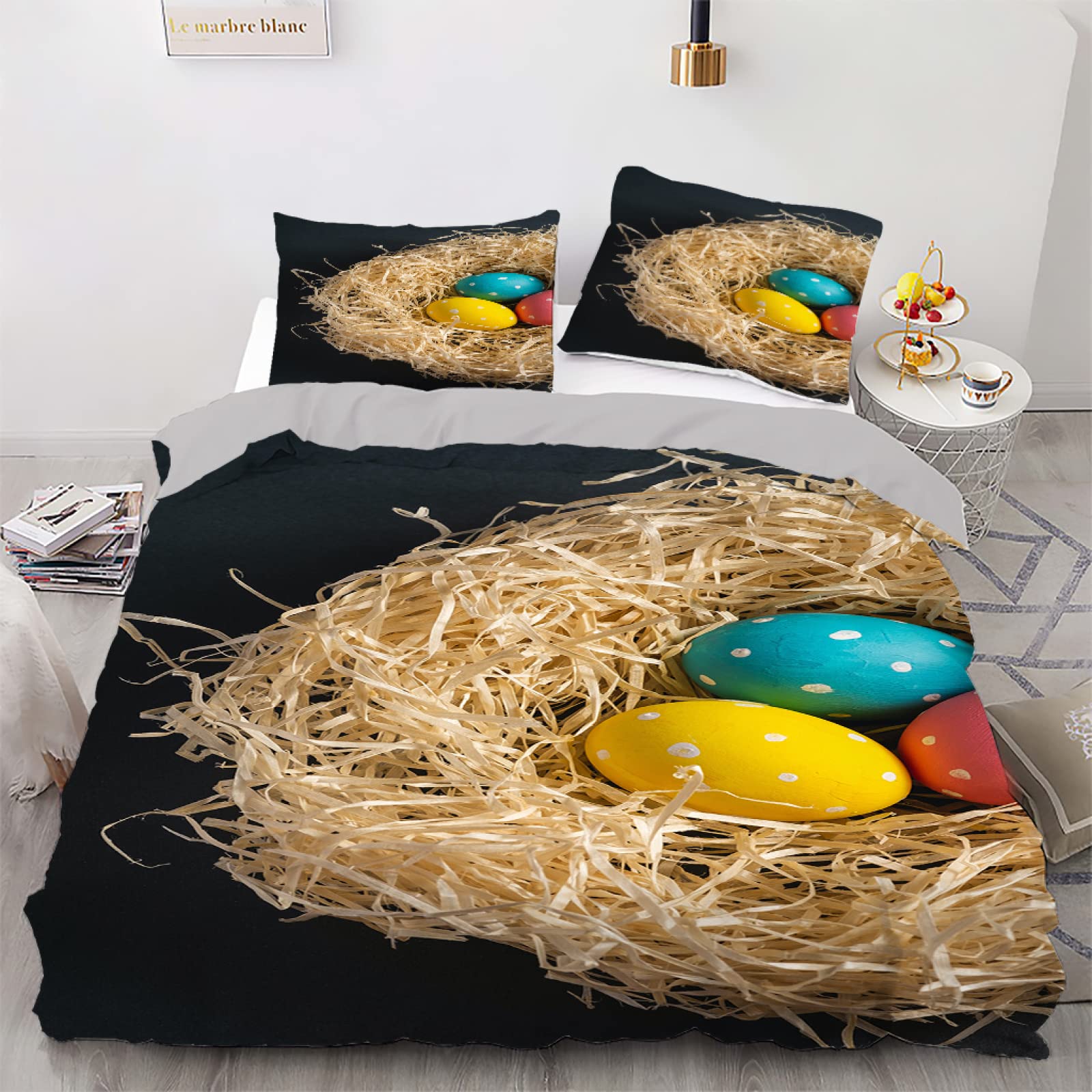 Housse de couette 160x200 fermeture éclair pour enfiler facilement votre couette sans glisser