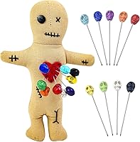 Vista 8 de Kit de 10 muñecas de vudú, muñecas de vudú reales con 9 pines de calavera, espeluznante, fantasma, hechizos de venganza, muñeca vudú, muñeca de Beige