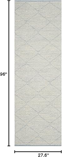 Miniatura 2 de SAFAVIEH Colección Montauk - Alfombra de pasillo, 2 pies 3 pulgadas x 8 pies, color azul claro, algodón hecho a mano, ideal para zonas de alto