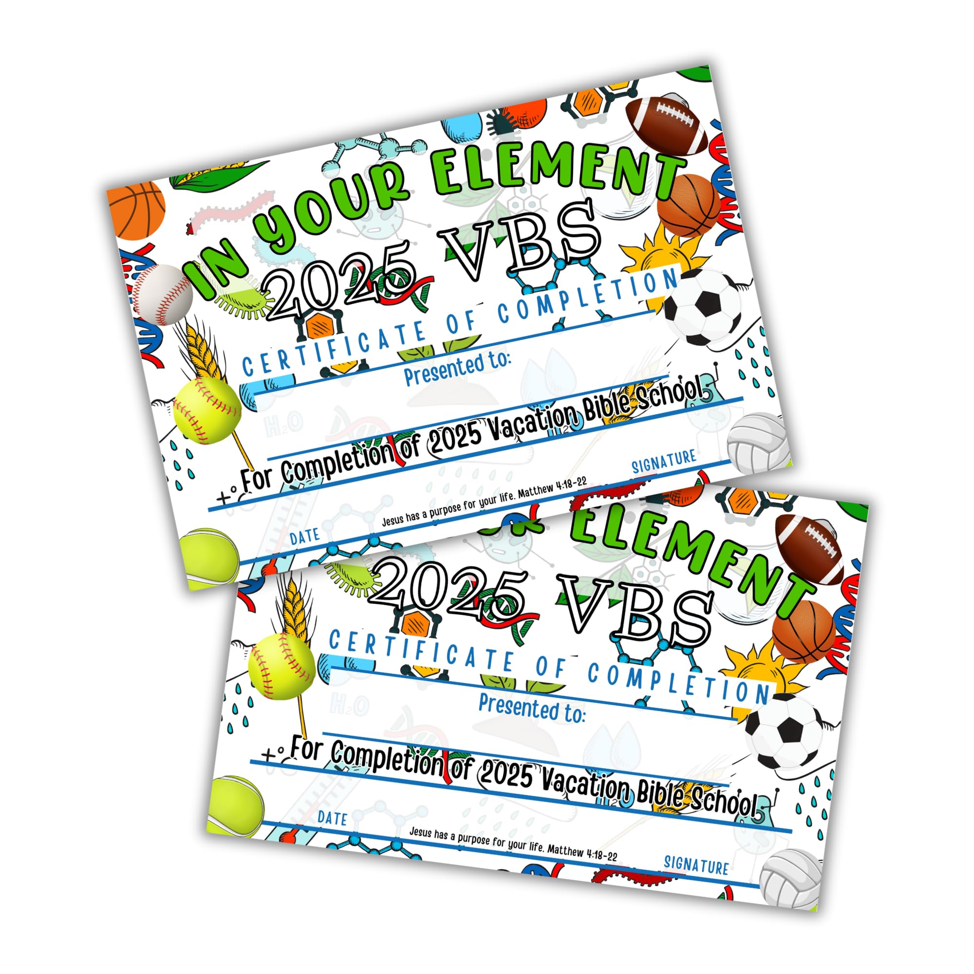 2025 VBS Certificate of Completion 50pk 6x9” Vacation Bible School Award Participation God is with You Wherever You Are Bulk Ultimate Starter Kit