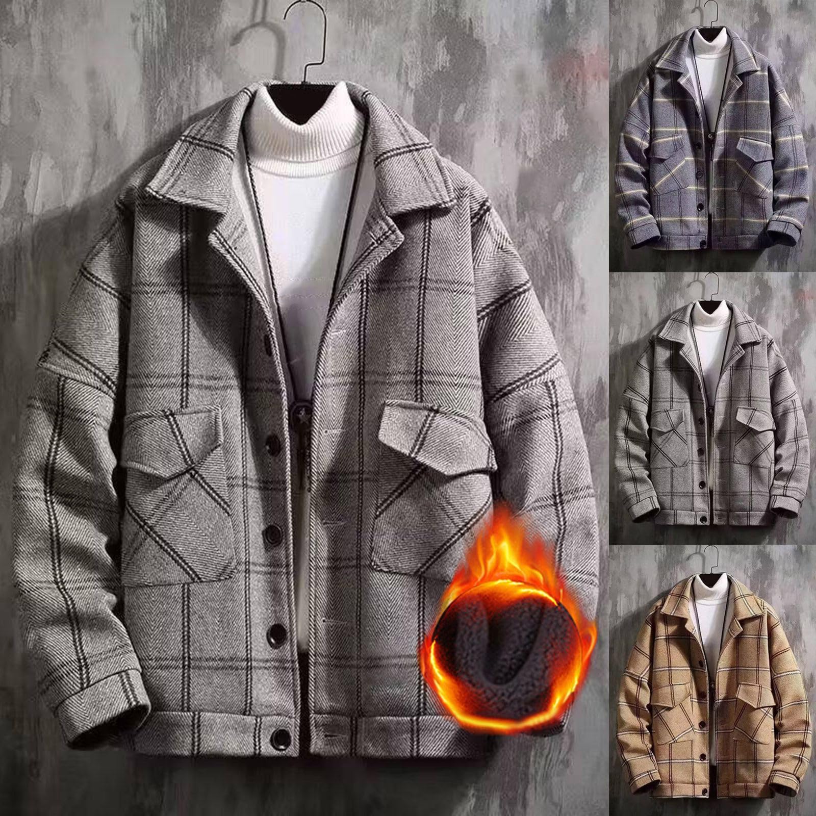 Camicia da lavoro da uomo, a maniche lunghe, camicia da boscaiolo, camicia a quadri, vintage, camicia a maniche lunghe, Y2K, Hip Hop, giacca in pile, per attività all'aria aperta